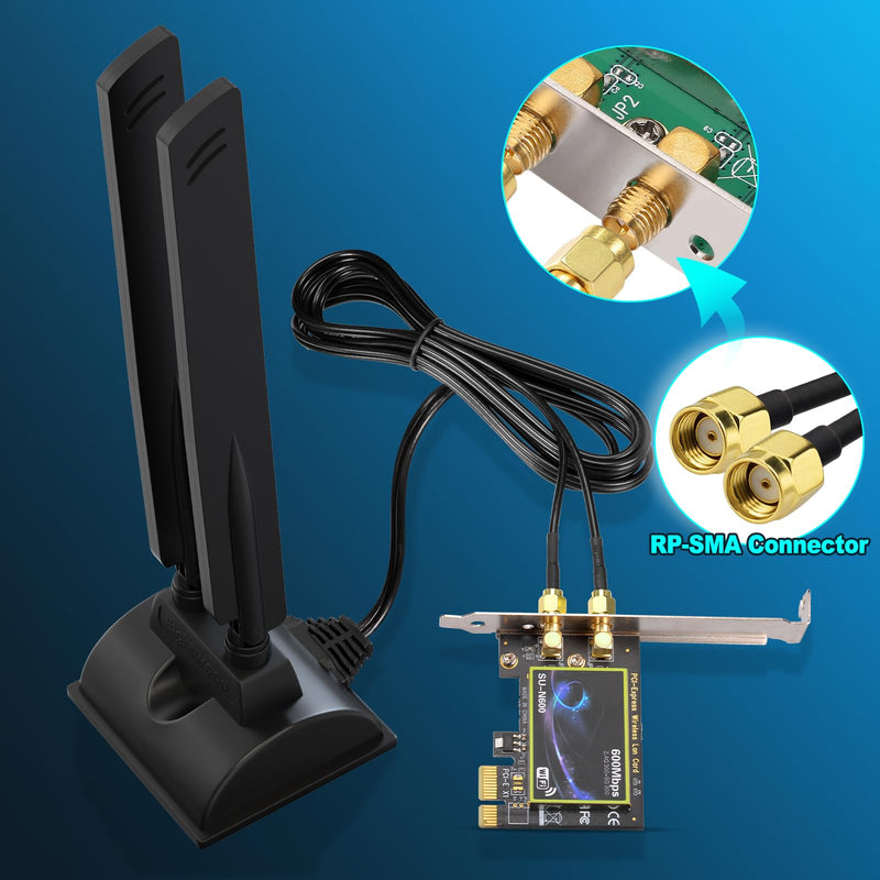 Eightwood WiFi 6E Antenna Tri-Band 6GHz 5GHz 2.4GHz RP-SMA WiFi Antenna Magnet Mount Base for PC Desktop Computer Motherboard WiFi Bluetooth Card Wireless Router RP-SMA WiFi 6E Antenna style 1