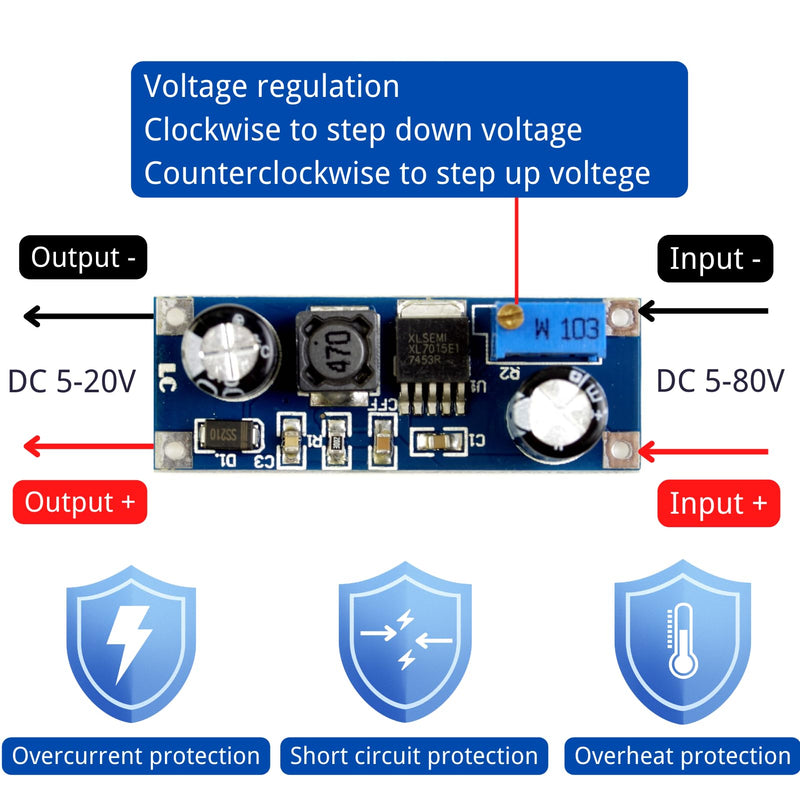 DC-DC Step Down Converter 5-80V to 5-20V Voltage Regulator XL7015 LAOMAO Voltage Regulator Power Supple Power Supply Module (3Pack)