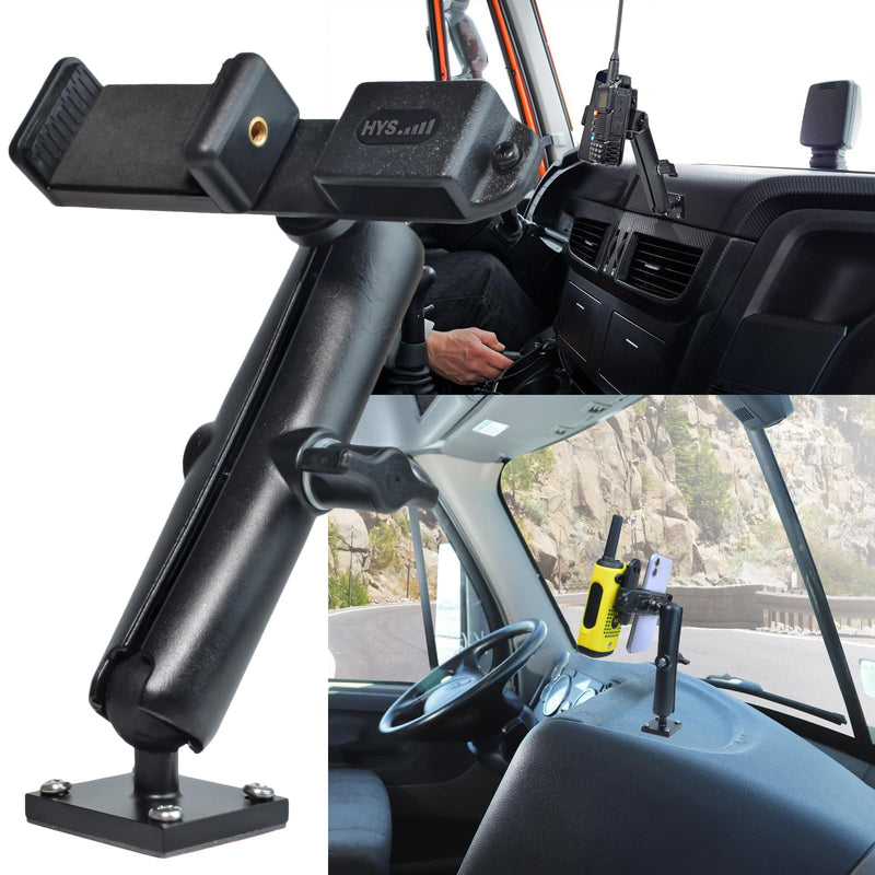 HYS Heavy Duty Drill Base Mount for Smartphones&All HT Amateur Radio with Belt Clip, Drill Base Tablet Holder for Trucks, Wall mounting, Commercial Vehicles, for 1.85"-3.15" iPhone/Samsung/LG