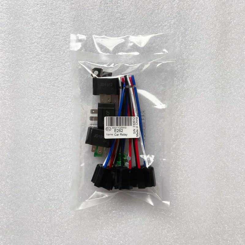 12V Fuse Relay Switch Harness Set - 30A ATO/ATC Blade Fuse, 4-Pin SPST Automotive Electrical Relays with Heavy Duty 12 AWG Wires (Pack of 3) 12V-4pin(fuse)