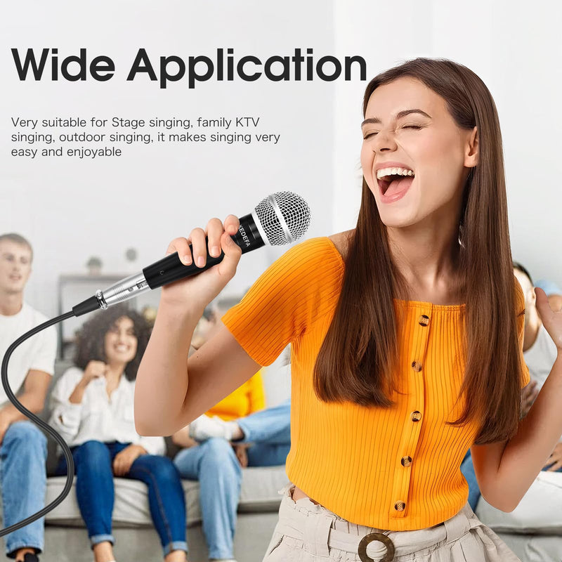KM88 Handheld Wired Karaoke Microphone, Super Cardioid Dynamic Vocal Mic with 13.12ft Detachable XLR Audio Cable and ON/Off Switch, for Karaoke Singing Machine, Speaker