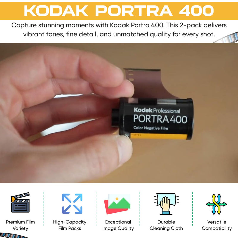 Kodak Portra 400 35mm Film 2 Pack 36exp for 35mm Film Camera Kodak 35mm Film Roll Bundle - Kodak Film- Balveli Cloth - 35 mm Film Roll- Camera Film- 35mm Film Kodak- Kodak Film 35mm-Porta 400