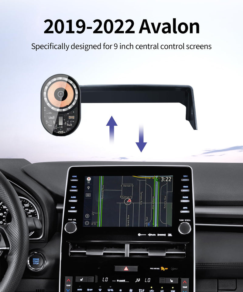 Wireless Charging car Phone Holder for Toyota Avalon 2019-2022 Accessories 9 inch Screen Fixed Clip,360° Rotation car Phone Mount Compatible with MagSafe