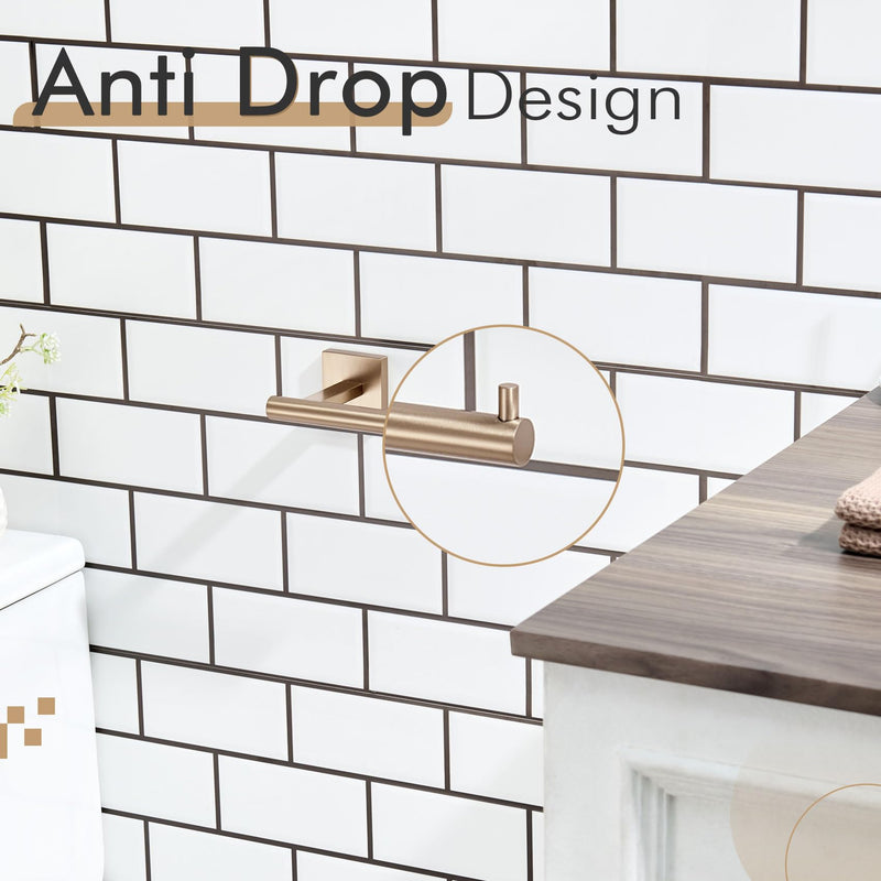 KOKOSIRI Toilet Paper Holder Champagne Bronze Toilet Roll Holder Hold Mega Rolls Kitchen Bathroom Tissue Paper Dispenser Stainless Steel, B2005CPG Horizontal