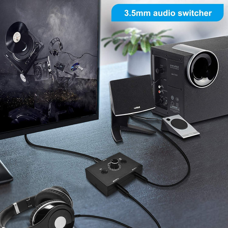 3.5mm Audio Selector Audio Switcher, Speaker Switch, AUX Switch Box, AB Switcher Selector, Bi-Directional (3.5mm 1In-2Out/2In-1Out) 2in-1out 3.5mm Audio Switch