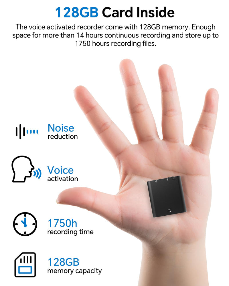 yvn 128GB Digital Voice Recorder - Voice Activated Recorder with Playback, Audio Recording Device for Lectures Meetings, USB C Dictaphone Sound Tape Recorder
