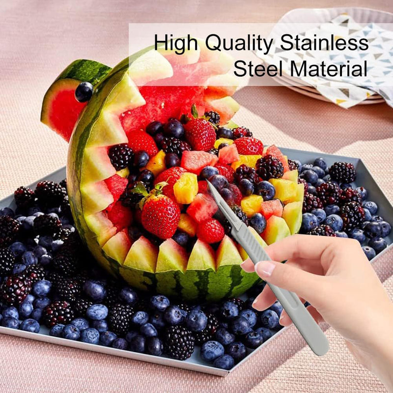 Disposable plastic surgical scalpel knives, disposable scalpel blade, sterilized disposable scalpels, disposable scalpels figure 11 with protective cap, individually sterile packed, (pack of 6) No. 11-6PC