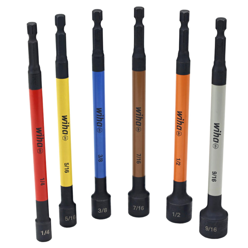 Wiha 70486 Color Coded Magnetic Nut Setter SAE 6 Pc. Set Setter Set