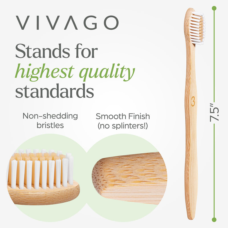 VIVAGO Bamboo Toothbrushes Bulk Soft Bristles (50 Pack) - Eco-Friendly, Natural Wooden Toothbrush 50 Count (Pack of 1)