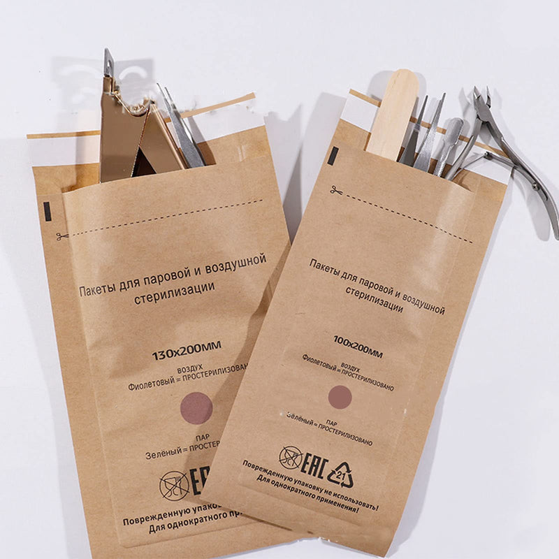 Pack of 100 Sterilisation Bags, Tooth Tool Self-Sealing Bag, Nail Art Cleaning Bag for the Beauty of the Oral Cavity, 100 x 200 mm / 3.9 x 7.9 inches