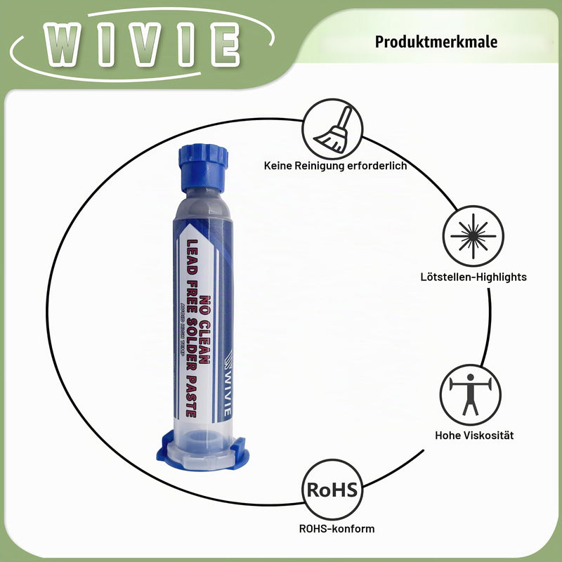 Sn42/Bi58 T4 Lead-Free Soldering Paste, No Cleaning Required, Melting Point 138°C, Supplied by WIVIE (40g) 40g
