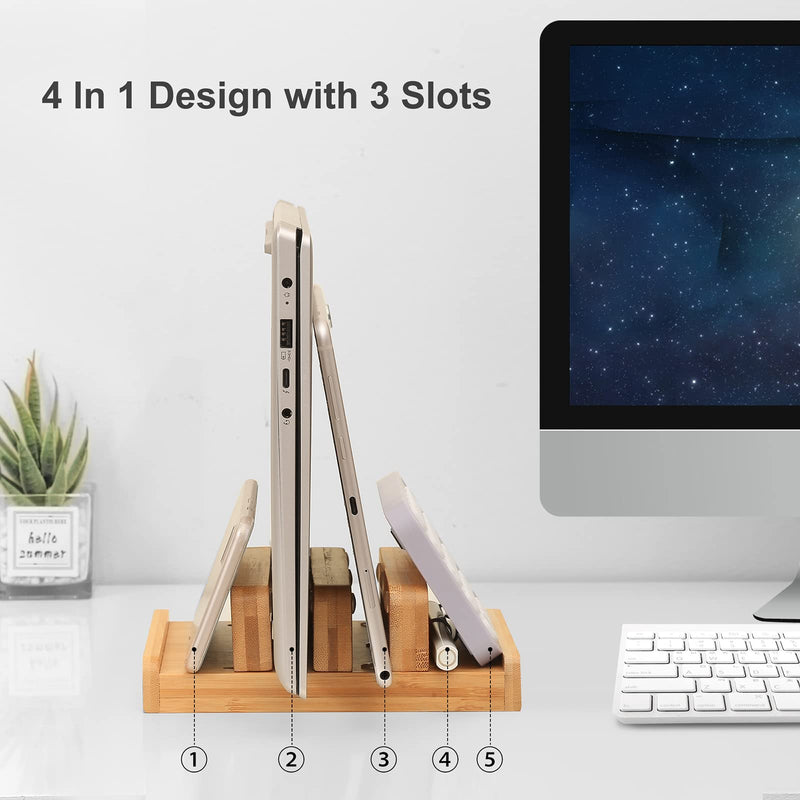 Adjustable Laptop Stand, Compatible with MacBook Pro, AirPods, iPad, Surface, Laptops, Handmade, Natural Wood