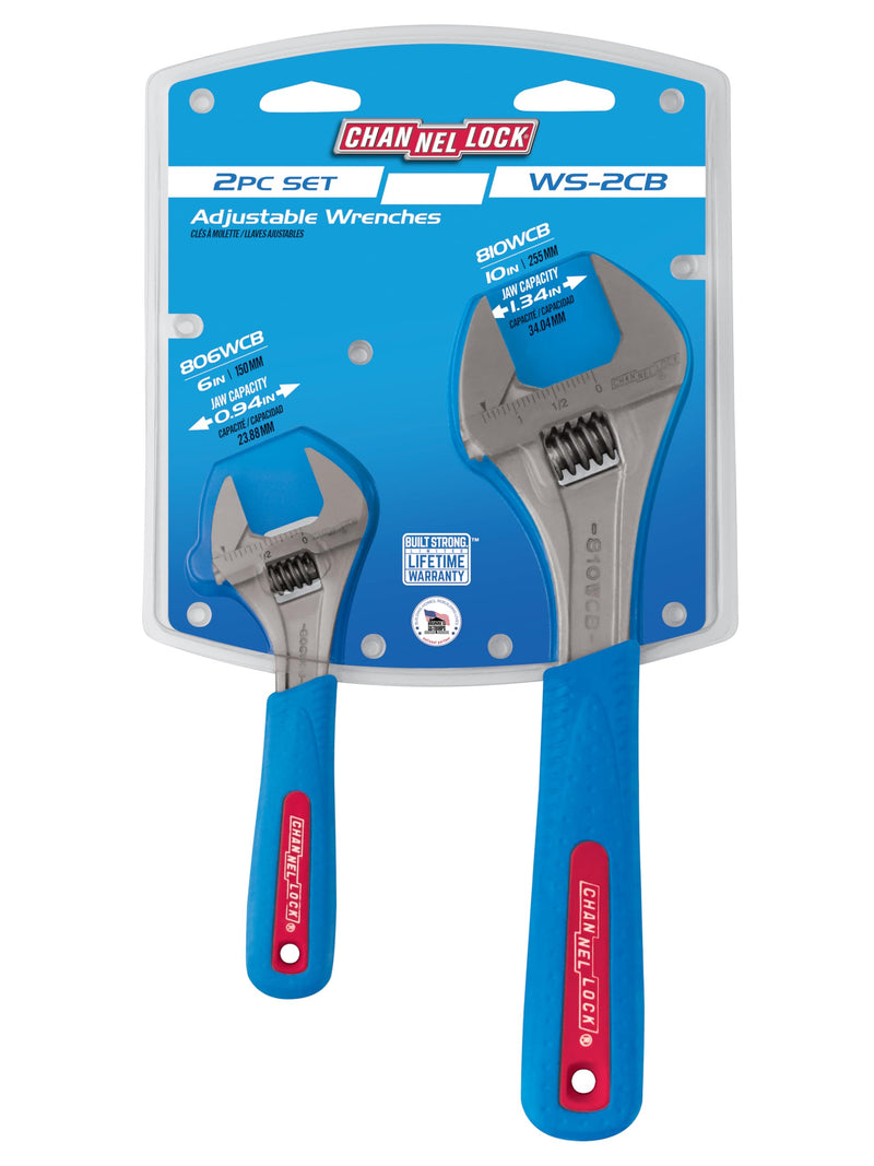 Adj. Wrench Set, Jaw Cap. 15/16, 1-3/8 In Code Blue