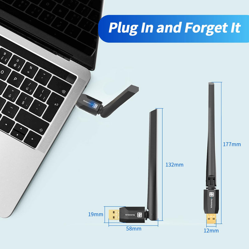 Long Range Bluetooth 6.0 Adapter for PC, Built-in PA for 5dBi High-Gain Wireless USB Dongle for Windows 11/10/8.1 Laptop Desktop, Plug & Pair w/Bluetooth Headphones Speaker Keyboard Mouse