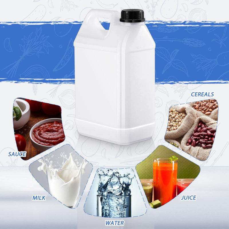Ziliny 3 Pcs 1 Gallon Plastic Jug with Lids Square Empty Storage Containers Hdpe Carboy Plastic Jar Containers for Milk Water Beverage Oil Liquids (Translucent Color) Translucent Color