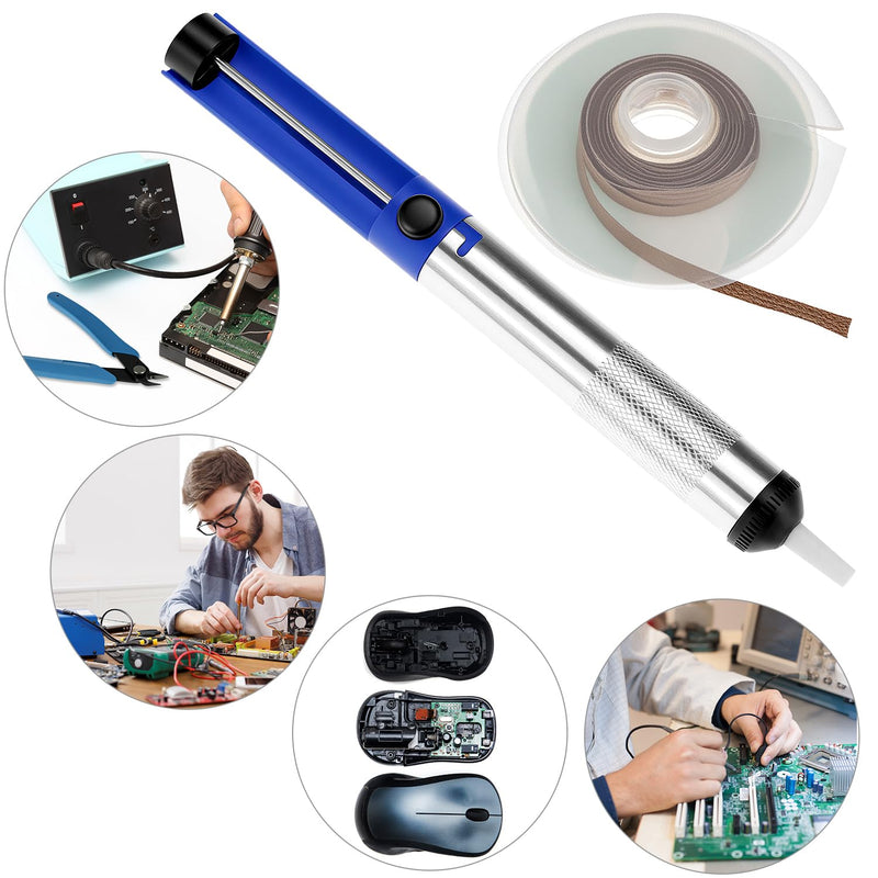 QWORK 3 Pieces Solder Removal Tool Kit for Solder Wick Desoldering Pump and Wire Cutter Pliers for DIY Electronics
