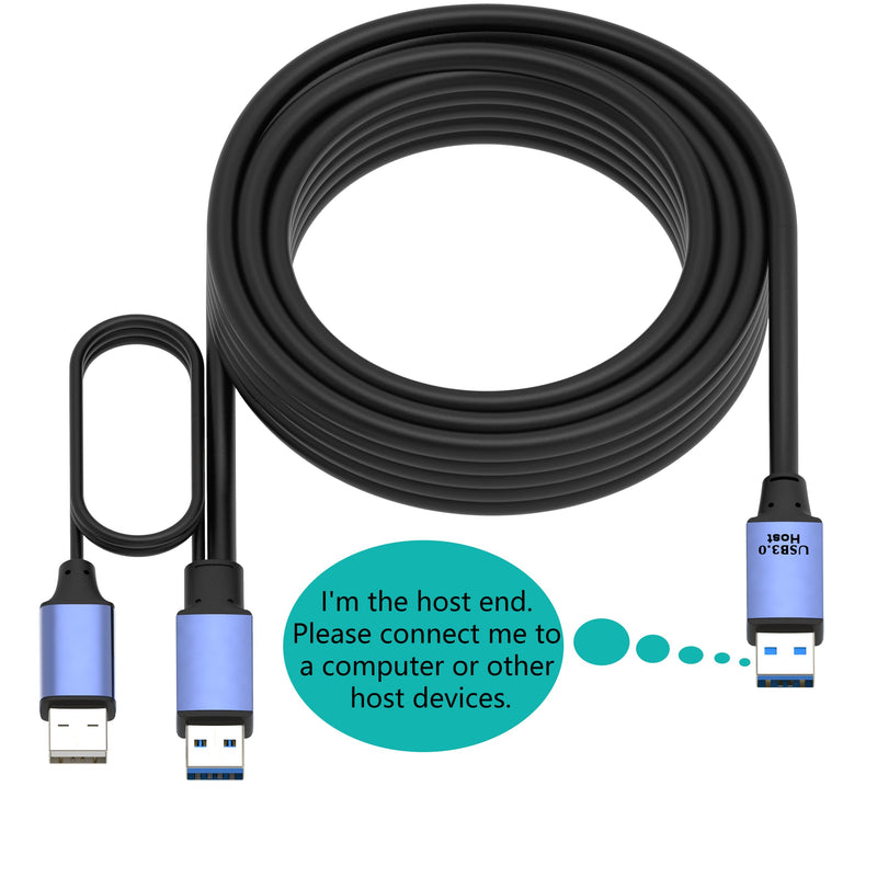 32ft(10M) Active USB 3.0/3.2 Gen 1 Data Cable A Male to A Male with Optional Power Cable & Repeater 5Gbps for Long Distance Data Transfer 32ft (10M) Black cable + Gray shell
