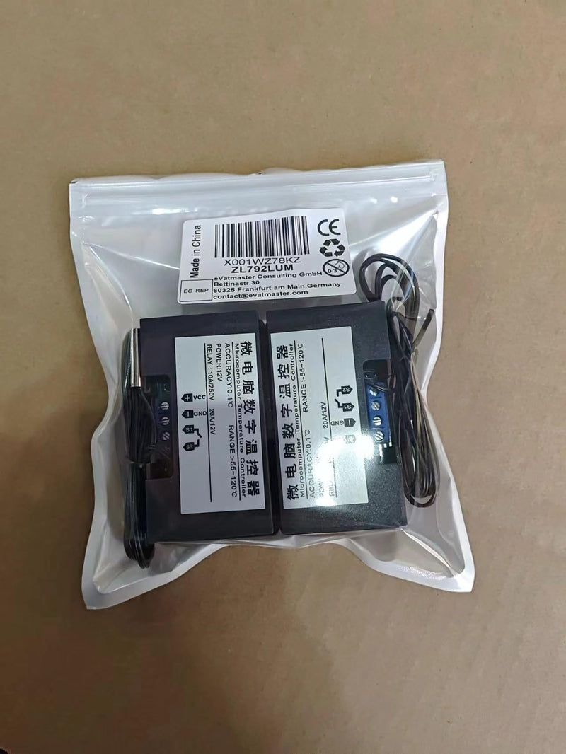 Greluma 2 Pcs W3230 DC 12V Digital Temperature Controller, 20A LED Display, Thermostat Control Switch with NTC 10K Sensor Probe, Range from -50℃ to 110℃