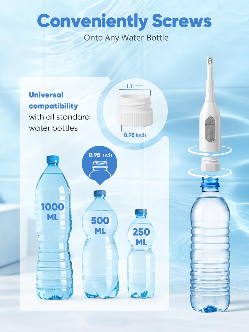 Portable Bidet for Travel – Electric Peri Bottle with Dual Spray Modes, 360° Nozzle, Water Bottle Adapter, USB Rechargeable, Waterproof, Travel Bidet for Postpartum & Personal Hygiene White
