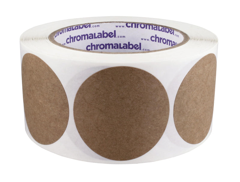 ChromaLabel Round Label Permanent Kraft Dot Stickers, 500 Labels per Roll, 2 inch
