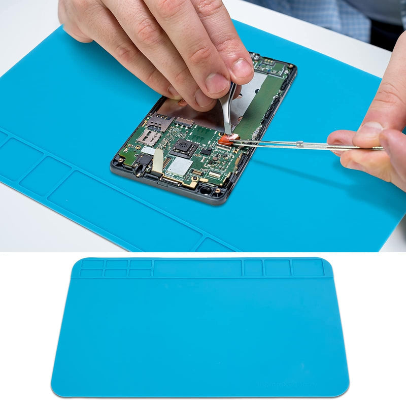 Silicone Soldering Mat 500℃ Heat Resistant, 30x20cm Magnetic & Antistatic Work Mat - Ideal for Electronics, Smartphone, Watches & Soldering Gun Repairs，Repair Mat GJDGRE