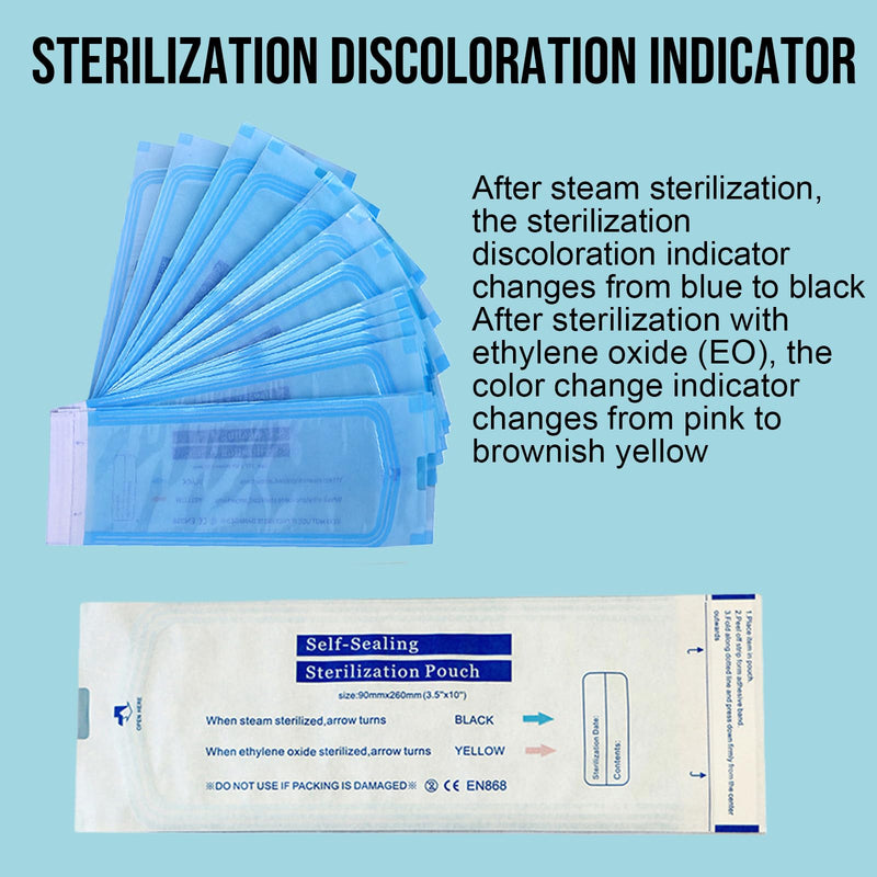 Pack of 400 Sterilisation Bags, Sterilising Bags Without Side Pleats, 90 x 260 mm, Self-Adhesive Sterilisation Bags for Cleaning Tools, Sterilising Bags for Dental Tools, Tattoos or Manicures