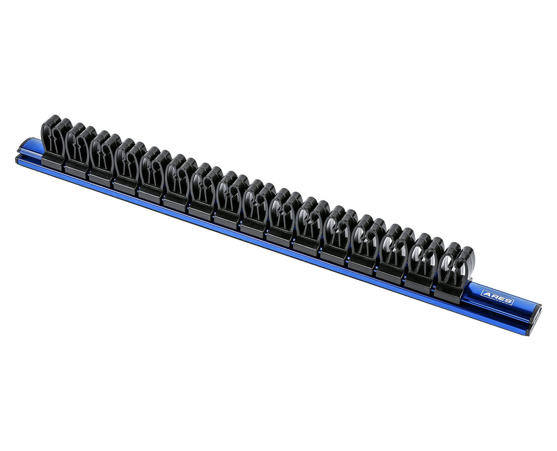 ARES 62027 - Blue 16.5-Inch Hand Tool Holder - Aluminum Rail Stores up to 16 Screwdrivers or Small Tools and Keeps Your Garage Organized 1-Piece