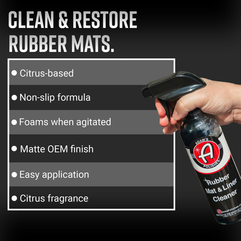 Adam's Polishes Rubber Mat & Liner Cleaner 16oz Protectant & Rubber Floor Mat Cleaning Solution for Car Detailing | Deep Cleans & Restores Mats, Truck Bed Cargo Liners, Trunk Mat Accessories & More 16 fl. oz