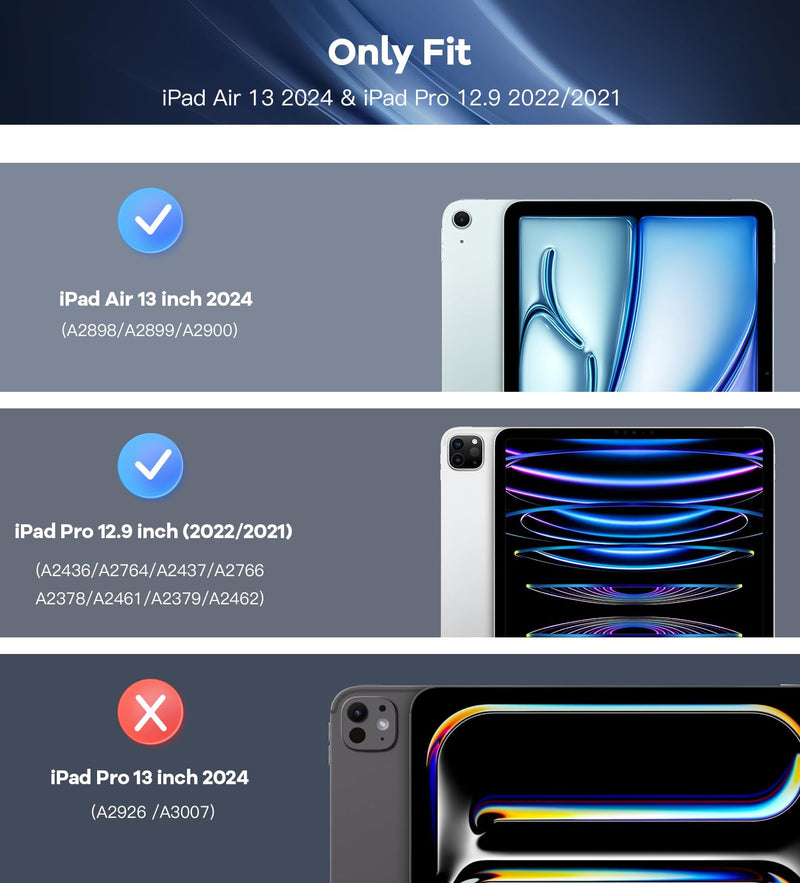 TiMOVO for New iPad Air 13 inch Case M2 2024, iPad Pro 12.9 2022/2021(6th/5th Gen) Case, Slim Stand Cover for iPad Air 13-inch, Auto Wake/Sleep Smart Shell with Translucent Back, Navy Blue