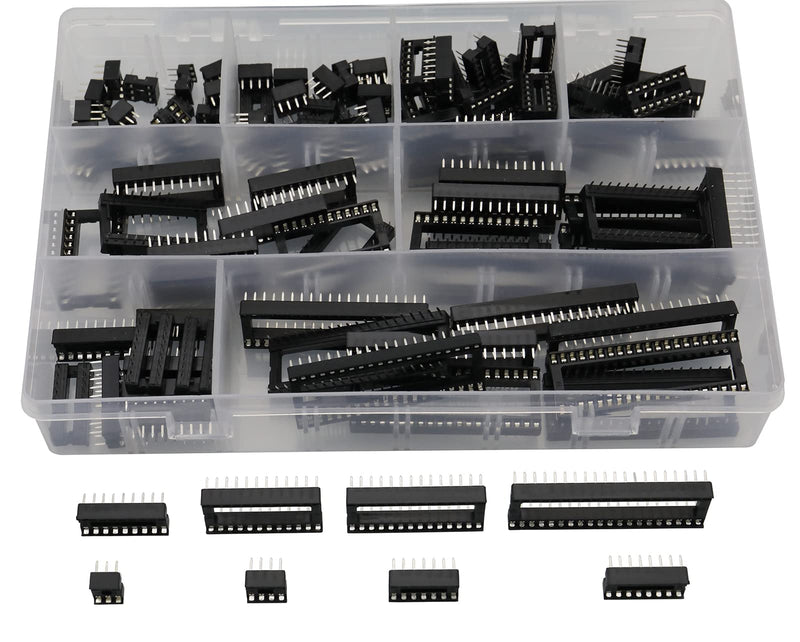 Raogoodcx 110pcs Double Row DIP IC Socket 2.54mm Pitch IC Socket Soldering Kit with 6 Pin,8 Pin,14 Pin,16 Pin,18 Pin,24 Pin,28 Pin,40 Pin