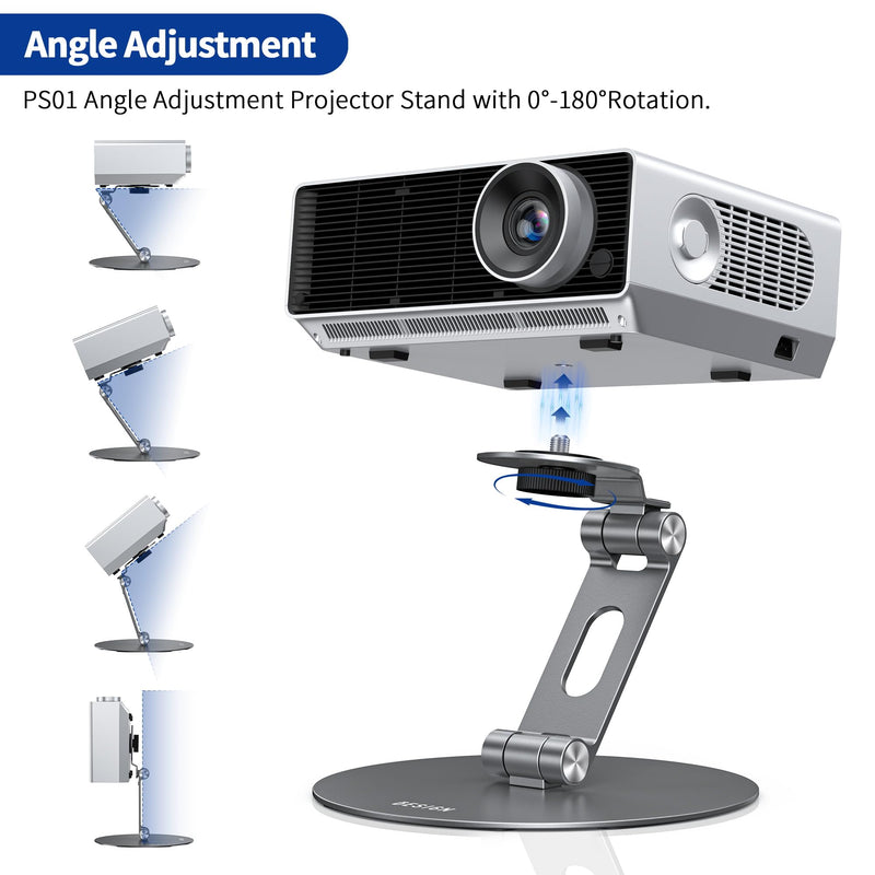 BESIGN PS01 Projector Foldable Mount Stand, Angle Adjustable Projector Stand with 1/4 inch Mounting Screw