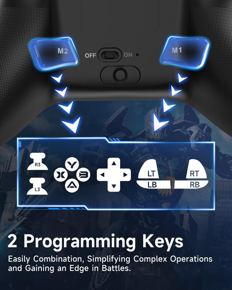 EasySMX X15 PC Controller - Enhanced Wireless Bluetooth Controller with Hall Joysticks/Hall Triggers/RGB Lighting - No Stick Drift, No Dead Zone - Work for Windows PC, Android, Steam and Switch black