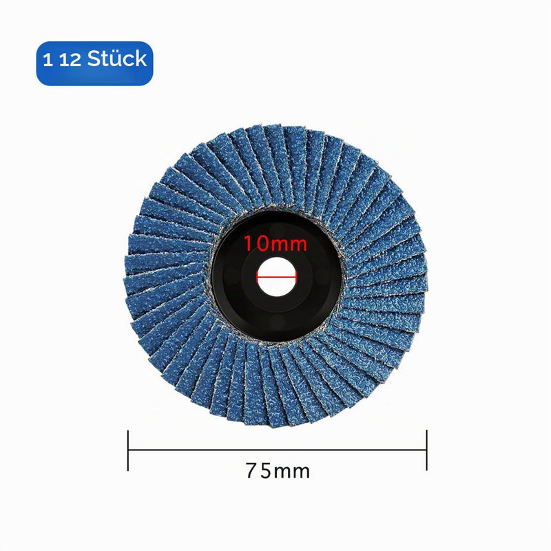 Alrens Pack of 12 Flap Discs, Flap Discs, Sanding Discs, Sanding Mop Disc, 75 mm x 10 mm, Grit 40/60/80/120 Mixing Set, Sanding Mop Discs Flap Disc for 3 Inch Angle Grinder