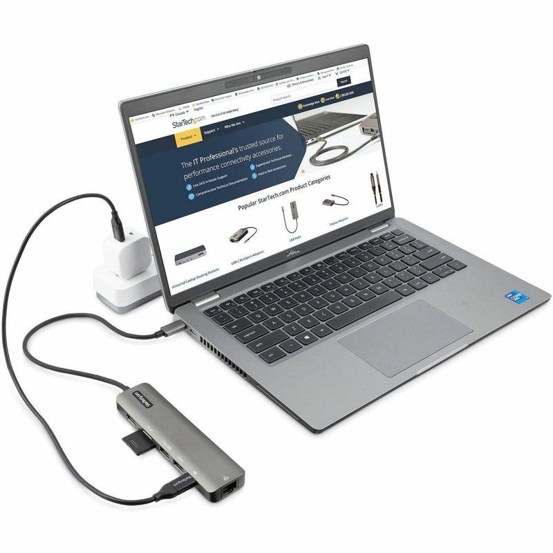 StarTech.com 7-in-1 USB-C Hub, Extra Long Cable Multiport Adapter with Gigabit Ethernet, 4K 60Hz HDMI, Gigabit Ethernet, SD/microSD and 100W Charging for MacBook Pro/Air and Windows