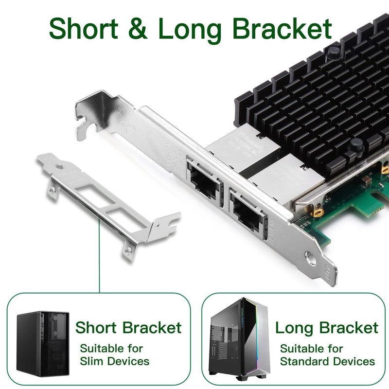 10G Network Card with Intel X540 Chip, 10GB PCI-E NIC Compare to Intel X540-T2, Dual RJ45 Port PCI Express X8 Ethernet Adapter Support Windows/Windows Server/Linux/Freebsd/VMware ESXi 6.Intel X540 (2xRJ45)