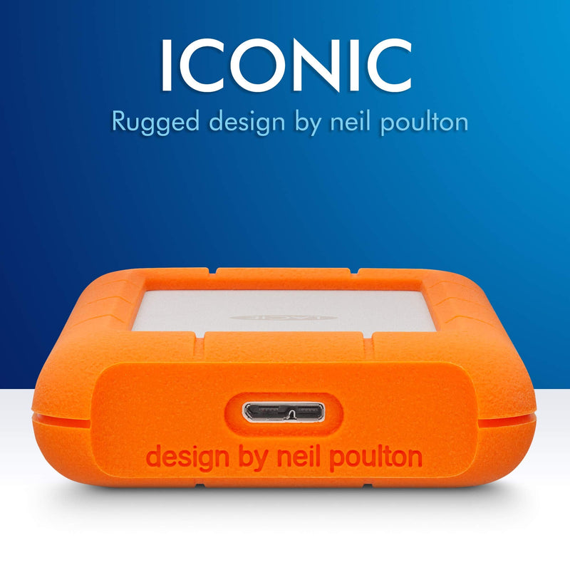 LaCie Rugged Mini 2TB External Hard Drive Portable HDD - USB 3.0/ 2.0 Compatible, Drop Shock Dust Rain Resistant Shuttle Drive, For Mac And PC Computer (LAC9000298), orange Mini HDD