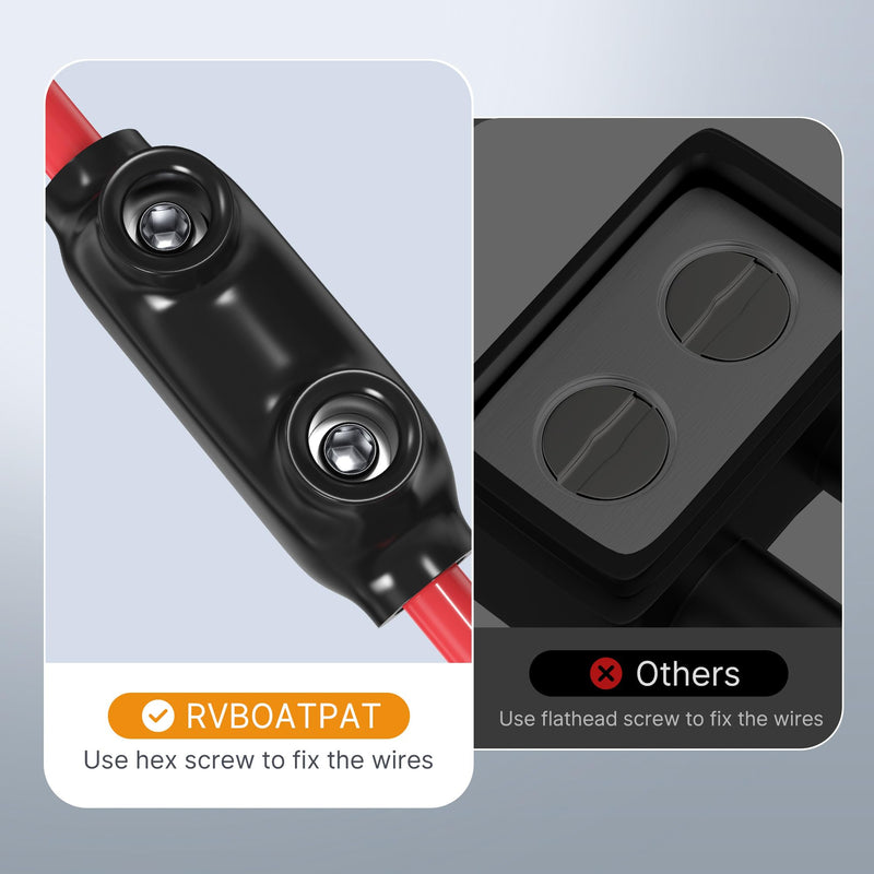 RVBOATPAT Insulated Inline Splice Connector 2/0-6 Gauge Wire Connectors Aluminum to Copper Wire Connectors 3/16" Slotted Allen Hex Insulated Cable Connectors - 5 Pack 2/0-6 AWG