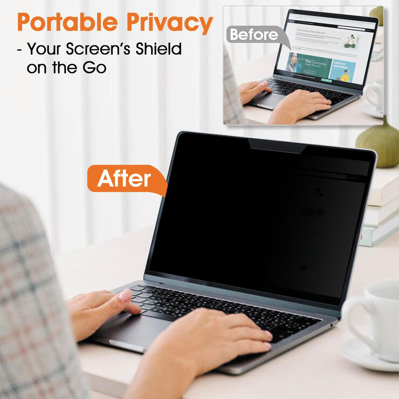 Magnetic Laptop Privacy Screen 14 Inch (Diagonal) 16:9 Display- Removable Anti-Glare Blue Light Filter, Computer Privacy Screen Shield Compatible with 14'' Hp Acer Asus Lenovo Dell Monitor 14 Inch with 16:9 Aspect Ratio