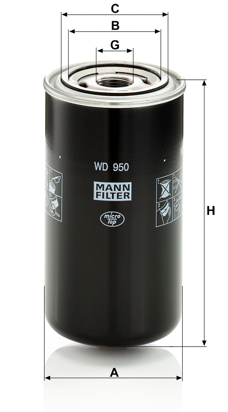 Original MANN-FILTER Hydraulic Oil Filter WD 950 – For Industrial, Agricultural and Construction Machinery