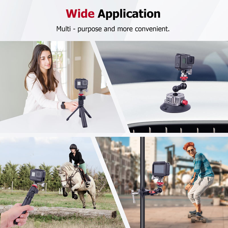 Came-TV Hot Shoe to 1/4"-3/8" Thread Adapter Converter – CNC Aluminum 90° Angle Adjustable Mount for Action Cameras, Tripods & Drone Accessories (61027)