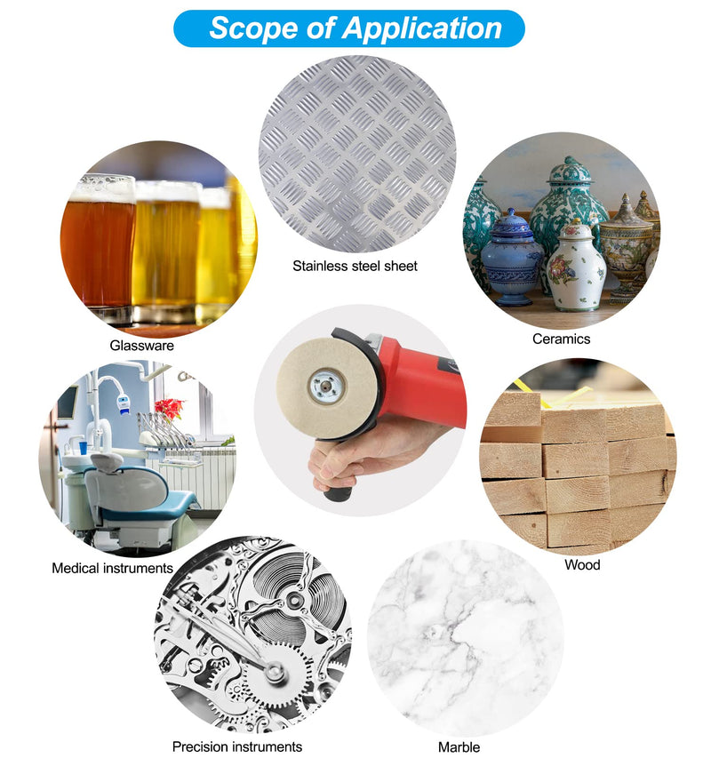 4 x Wool Polishing Attachment, 125 mm Polishing Disc for Angle Grinder and Drill, Sanding Sanding Tool (Extra Thick 12 mm) 4