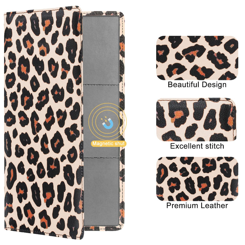 Car Registration and Insurance Card Holder with Magnetic Closure, Premium PU Leather License Registration Holder for Driver License, Insurance Card, Paperwork, Men & Women (Snow Leopard 1) Snow Leopard 1