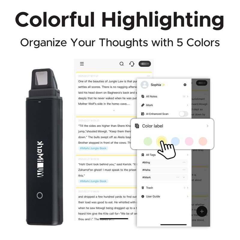 VYU iMark Digital Highlighter, Smart AI Scanner Pen, ChatGPT-4o Powered Scan, OCR Digital Scanning Device, AirDrop Export, for iOS/Android, Best Gift for Students & Book Lovers