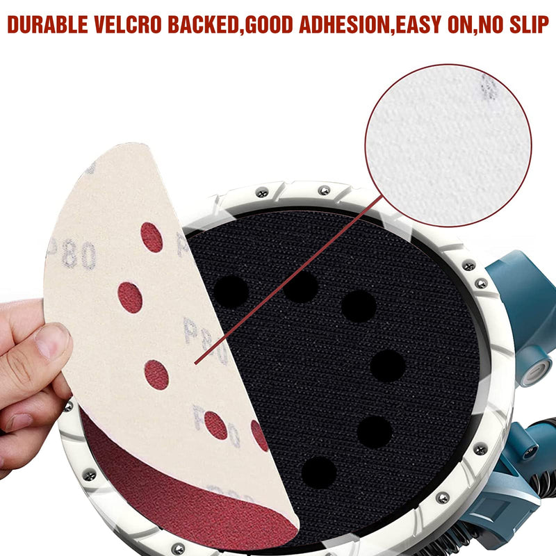 KONGMING Pack of 25 sandpaper 225 mm Velcro sanding discs 225 mm grit P40 10 holes in red for drywall sander eccentric sander sanding giraffe 40 25.0