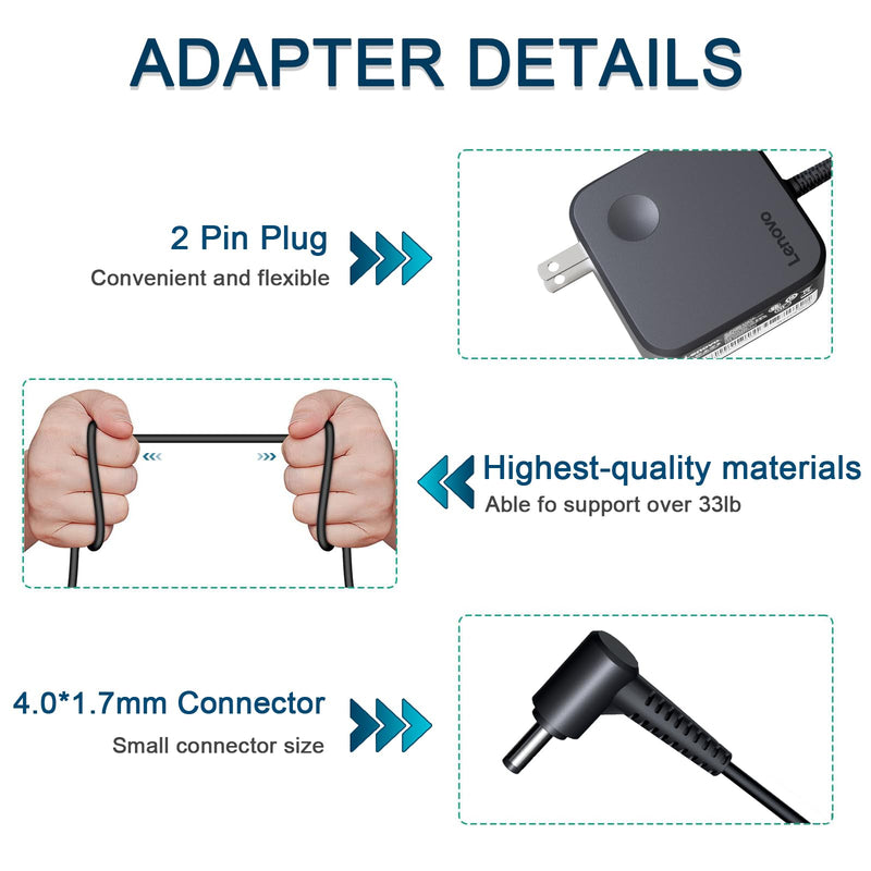 65W 45W Charger Fit for Lenovo V14 V15 V17 G2 G3 G4 Flex 4 5 1470 1570 IdeaPad 3 5 310 315 320 330 330S S340 510 520 320-15ABR 330-15IGM S340-15IWL ADLX65CLGU2A Laptop Power Supply AC Adapter