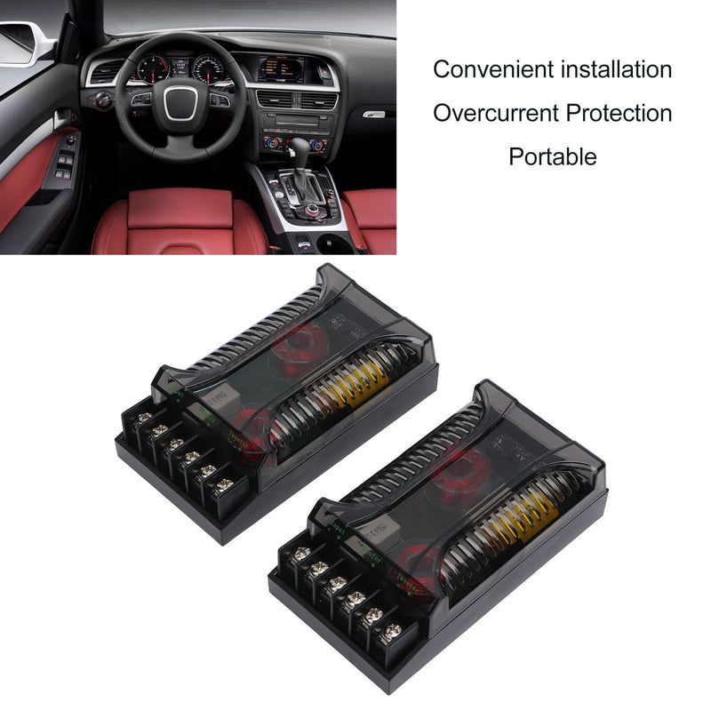 2 Way Car Audio Crossover, 2pcs Speaker Frequency Divider Car Audio Passive Crossover Up to 300 Watts, Overcurrent Protection Heat Dissipation Universal Speaker Frequency Divider