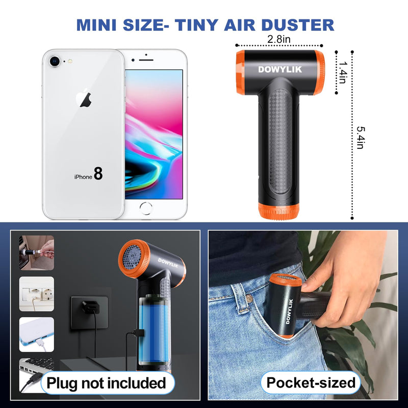 Air Blower Mini Compressed Air Duster, 150000RPM Stepless Speed Electric Air Duster Keyboard Cleaner, Rechargeable Good Replacement Canned Air-PC Computer Duster with Brushless Motor (N02) A01