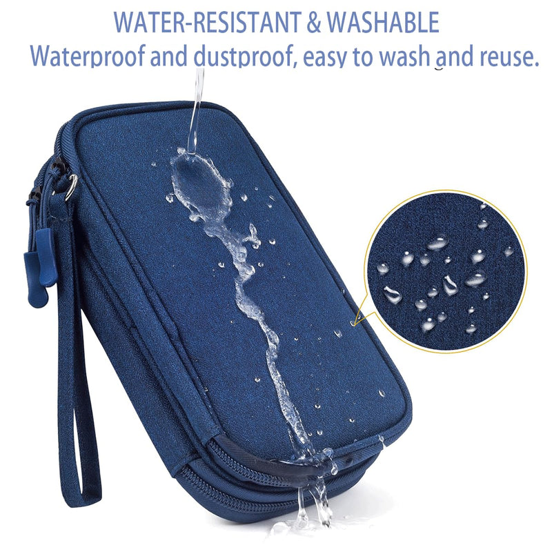 Electronic Organizer, Travel Cable Organizer Bag Pouch Electronic Accessories Carry Case Waterproof Electronic Bag for Cable, Cord, Charger, Phone, Power Bank, Earphone (Navy Blue, Medium) Navy Blue
