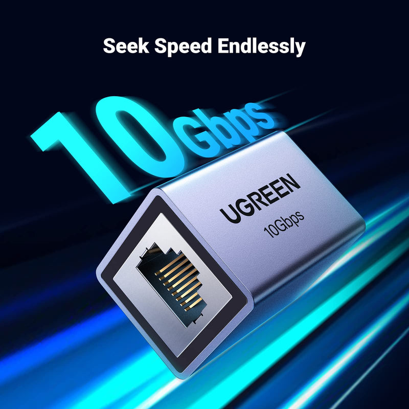 UGREEN Ethernet Extender 10Gbps, Ethernet Coupler for Cat8 Cat7 Cat6 Cat5 Cable, 328ft Long Distance Extend, Aluminum Alloy Shell, Space Grey 1
