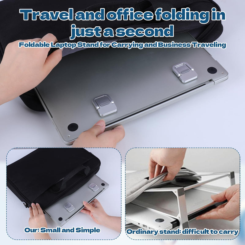 2PCS Mini Laptop Stand for Desk, Keyboard Stands, Portable Laptop Stand Foldable, Sleek Computer Notebook Holder, Portable Computer Keyboard Riser Fits Keyboards &10-17.3 Inch Laptops (Silver)
